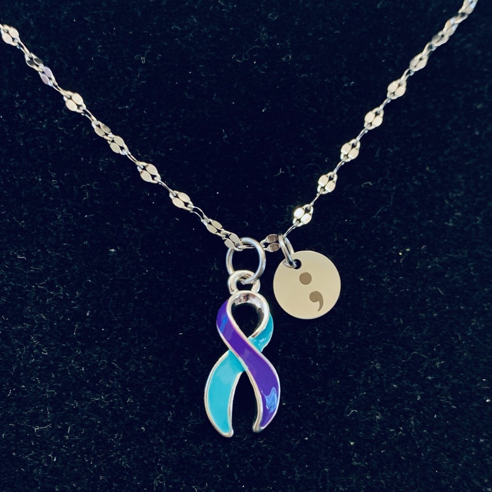Suicide Awareness/prevention necklace with semi-colon charm
